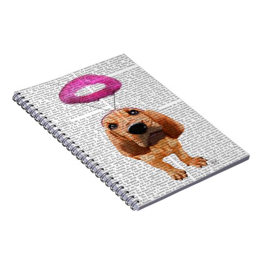 天使のようなピンクのハローを持つブラッドハウンド ノートブック (右側)