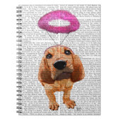 天使のようなピンクのハローを持つブラッドハウンド ノートブック (正面)