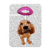 天使のようなピンクのハローを持つブラッドハウンド マグネット (縦)