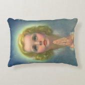 天使のようなブロンドの女の子とハローとスター祈ズ アクセントクッション (正面)
