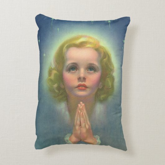 天使のようなブロンドの女の子とハローとスター祈ズ アクセントクッション (裏面(縦))