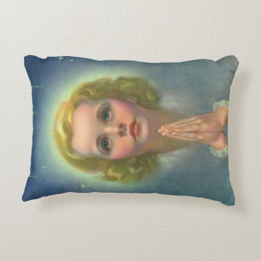 天使のようなブロンドの女の子とハローとスター祈ズ アクセントクッション (裏面)
