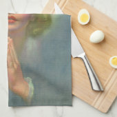 天使のようなブロンドの女の子とハローとスター祈ズ キッチンタオル (四つ折り)