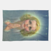 天使のようなブロンドの女の子とハローとスター祈ズ キッチンタオル (横)