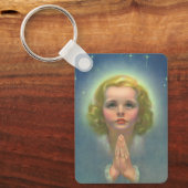天使のようなブロンドの女の子とハローとスター祈ズ キーホルダー (正面)