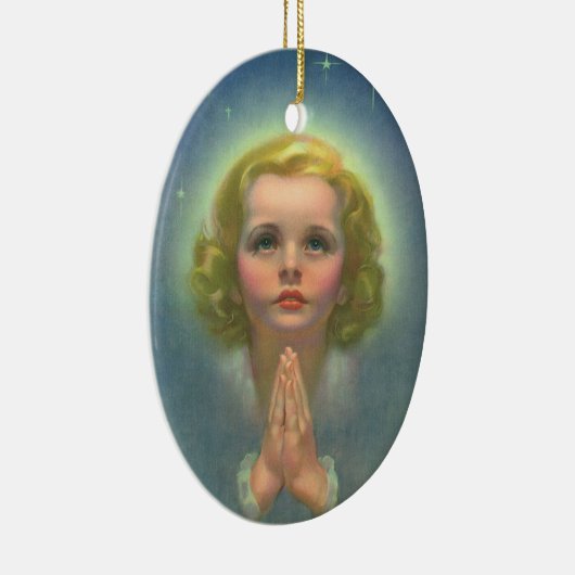 天使のようなブロンドの女の子とハローとスター祈ズ セラミックオーナメント (右)