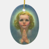 天使のようなブロンドの女の子とハローとスター祈ズ セラミックオーナメント (正面)