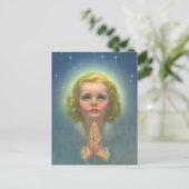 天使のようなブロンドの女の子とハローとスター祈ズ ポストカード (スタンド正面)