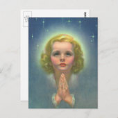 天使のようなブロンドの女の子とハローとスター祈ズ ポストカード (正面/裏面)