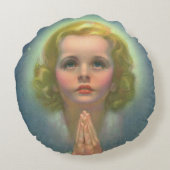 天使のようなブロンドの女の子とハローとスター祈ズ ラウンドクッション (裏面)