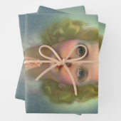 天使のようなブロンドの女の子とハローとスター祈ズ ラッピングペーパーシート (インサイチュ)