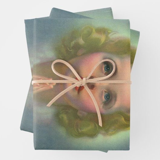 天使のようなブロンドの女の子とハローとスター祈ズ ラッピングペーパーシート (インサイチュ)