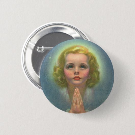 天使のようなブロンドの女の子とハローとスター祈ズ 缶バッジ (正面&裏面)