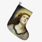 天使のような若い信仰深い女性 (祝福された魂) ラージクリスマスストッキング (正面 (吊り時))