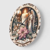 天使のような輝き» – 平和なクリスマスウォール ラージ壁時計 (傾斜)