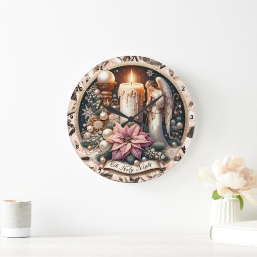天使のような輝き» – 平和なクリスマスウォール ラージ壁時計 (ホーム)