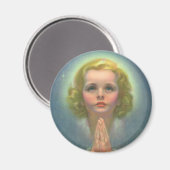 天使のような金髪の少女が光輪と星に囲まれて祈る マグネット (正面/裏面)