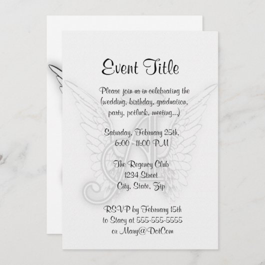 天使のアルファベットによっては最初の後者ハローが飛びます 招待状 (正面/裏面)