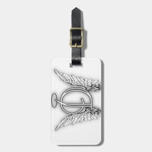 天使のアルファベットDの最初の後者によってはハローが飛びます ラゲッジタグ (正面縦)