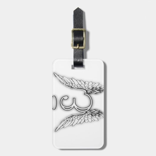 天使のアルファベットEの最初の後者によってはハローが飛びます ラゲッジタグ (正面縦)