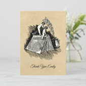 天使のイラストが入ったブックサンクスカード サンキューカード (スタンド正面)