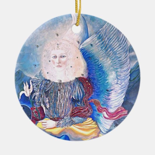 天使のクリスマスのオーナメント セラミックオーナメント (正面)