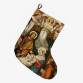 天使のクリスマスのストッキングとの出生場面 ラージクリスマスストッキング (正面 (吊り時))