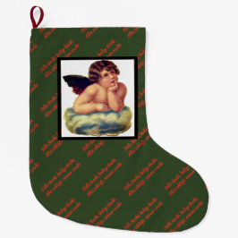 天使のクリスマスのストッキングを持つドイツ語の静かな夜 ラージクリスマスストッキング