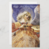 天使のクリスマスの挨拶をする音楽 便箋 (正面/裏面)