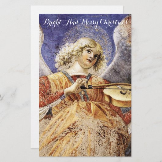 天使のクリスマスの挨拶をする音楽 便箋 (正面/裏面)