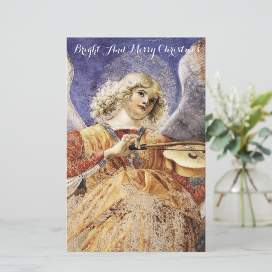 天使のクリスマスの挨拶をする音楽 便箋 (スタンド正面)