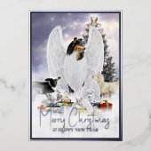 天使のクリスマスイブ、トリコラーコリーエンジェル – 箔シーズンカード (正面)