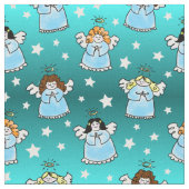 天使のクリスマスパターン ファブリック (クローズアップ)
