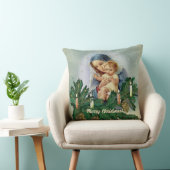 天使のクリスマスメリーとキャンドルライトのイエス クッション (椅子)