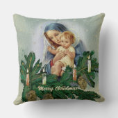 天使のクリスマスメリーとキャンドルライトのイエス クッション (裏面)