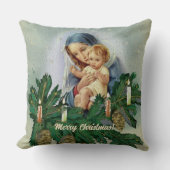 天使のクリスマスメリーとキャンドルライトのイエス クッション (正面)