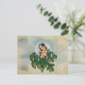 天使のクリスマスメリーとキャンドルライトのイエス ポストカード (スタンド正面)