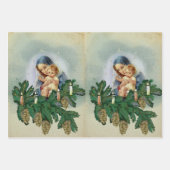 天使のクリスマスメリーとキャンドルライトのイエス ラッピングペーパーシート (正面3)