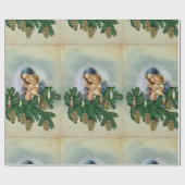 天使のクリスマスメリーとキャンドルライトのイエス ラッピングペーパー (フラット)