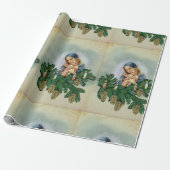 天使のクリスマスメリーとキャンドルライトのイエス ラッピングペーパー (アンロールド)