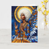 天使のクリスマス カード (黄色い花)