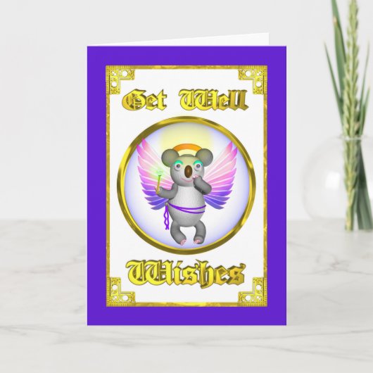 天使のコアラは健康な願いカードを得ます カード (正面)