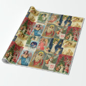 天使のコラージュをフィーチャーした非常に古いクリスマスカード ラッピングペーパー (アンロールド)