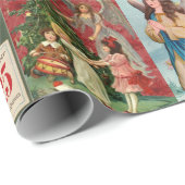 天使のコラージュをフィーチャーした非常に古いクリスマスカード ラッピングペーパー (ロールコーナー)