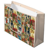 天使のコラージュをフィーチャーした非常に古いクリスマスカード ラージペーパーバッグ (正面アングル)