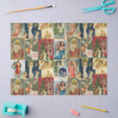 天使のコラージュをフィーチャーした非常に古いクリスマスカード 薄葉紙 (クラフト)