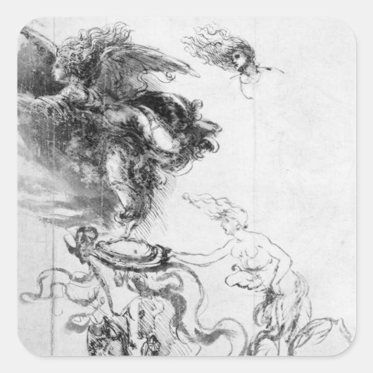 天使のシルエット スクエアシール (正面)