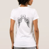 天使のハートによっては(オオカミの漢字の) Tシャツが飛びます Tシャツ (裏面)