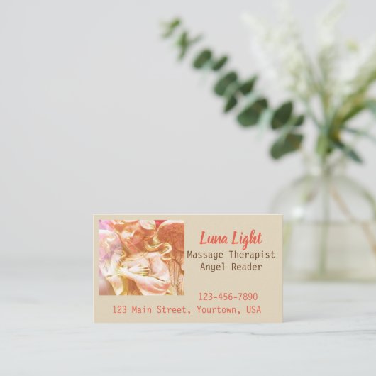 天使のハートのホリスティックな霊魂の健康マッサージ 名刺 (スタンド正面)