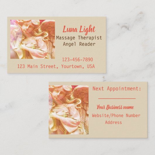 天使のハートのホリスティックな霊魂の健康マッサージ 名刺 (正面/裏面)
